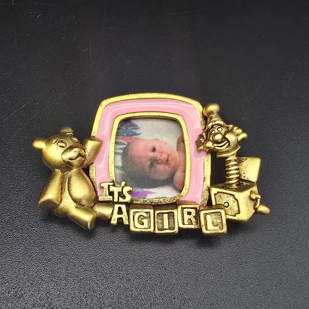 Danecraft It's A Girl Photo Frame Brooch Birth Announcement Gender Reveal